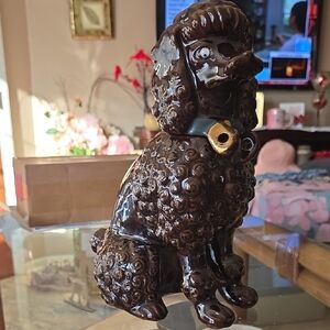 Elegant Brown Ceramic Poodle Figurine